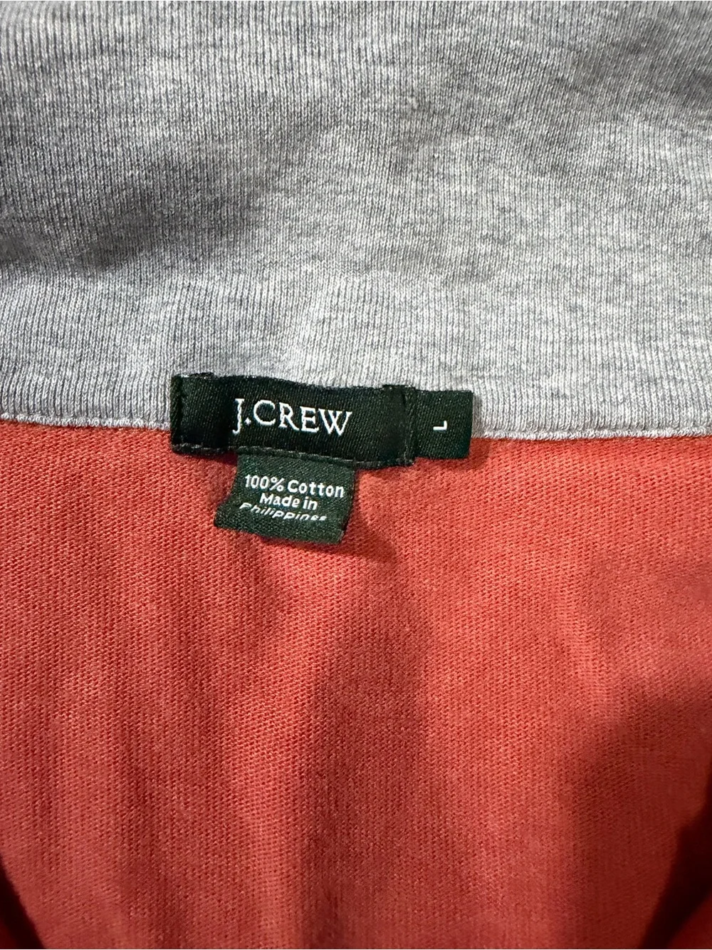 J. Crew Men's Coral Half-Zip Button-Down Shirt with Gray Collar